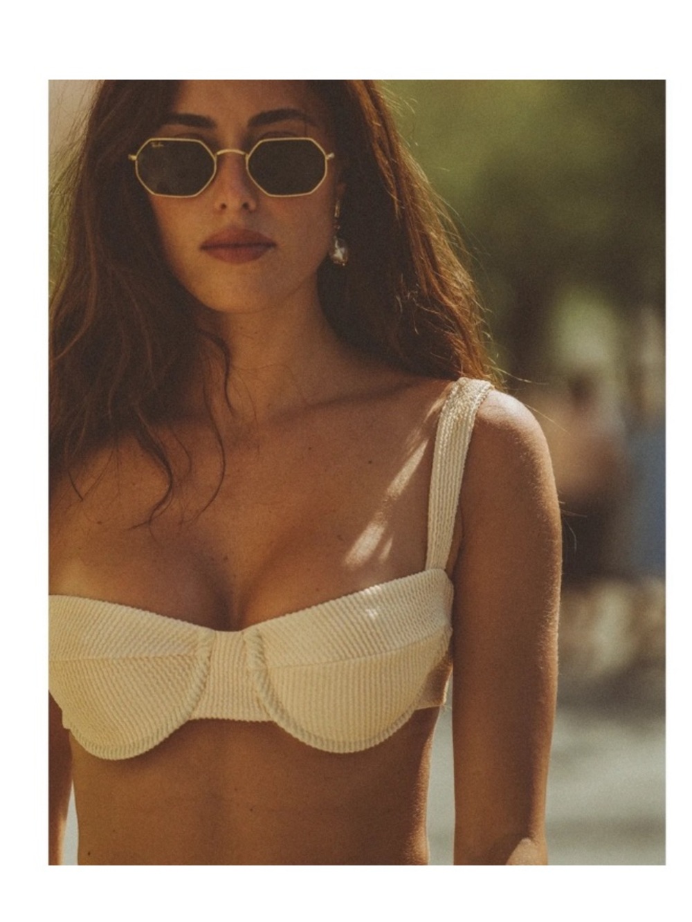 SOAH Soul of a Hippie Women’s Riley Bustier Cream Ribbed Longline Bikini Top